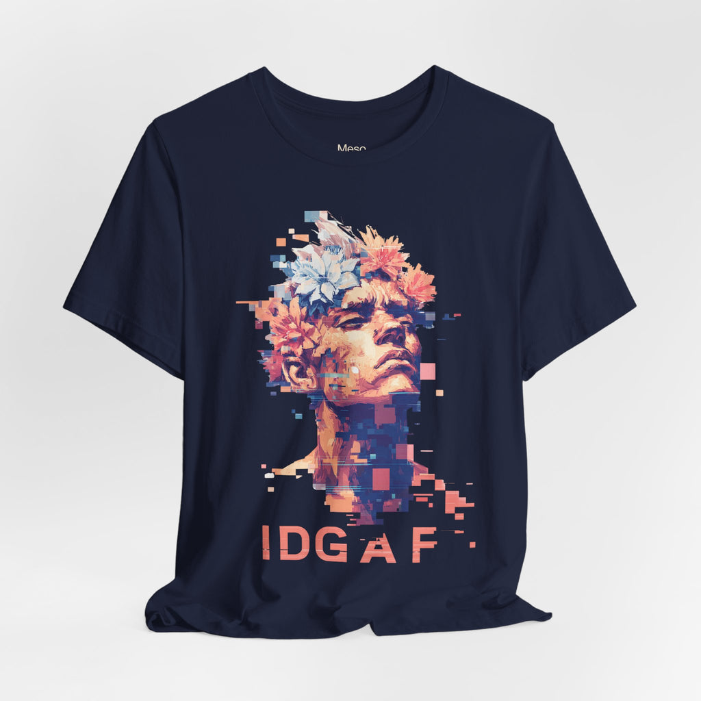 IDGAF Statue Bust Graphic Tee | Glitched Classical Sculpture T-Shirt