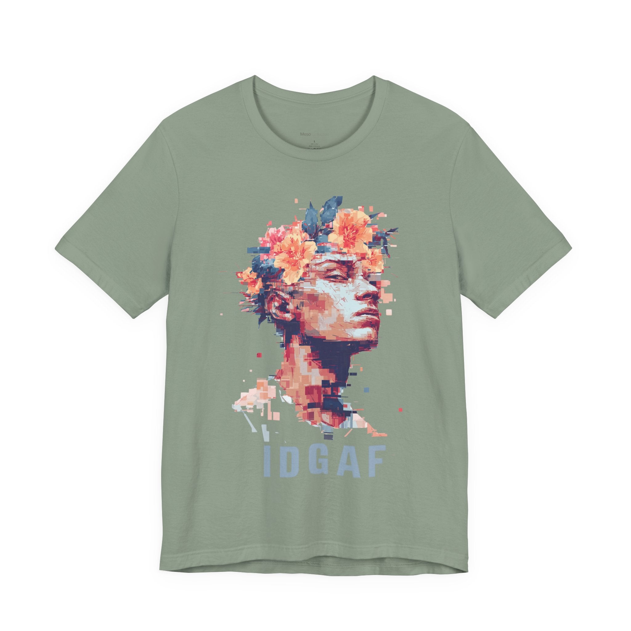 Floral Bust Portrait IDGAF T-Shirt | Artistic Statue Head Tee