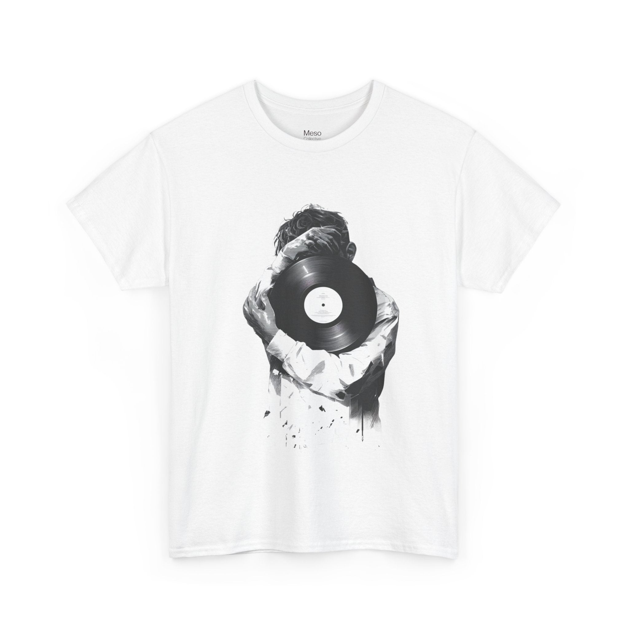 Vinyl Record Face Tee | Music DJ Graphic Shirt, Black White Retro Design