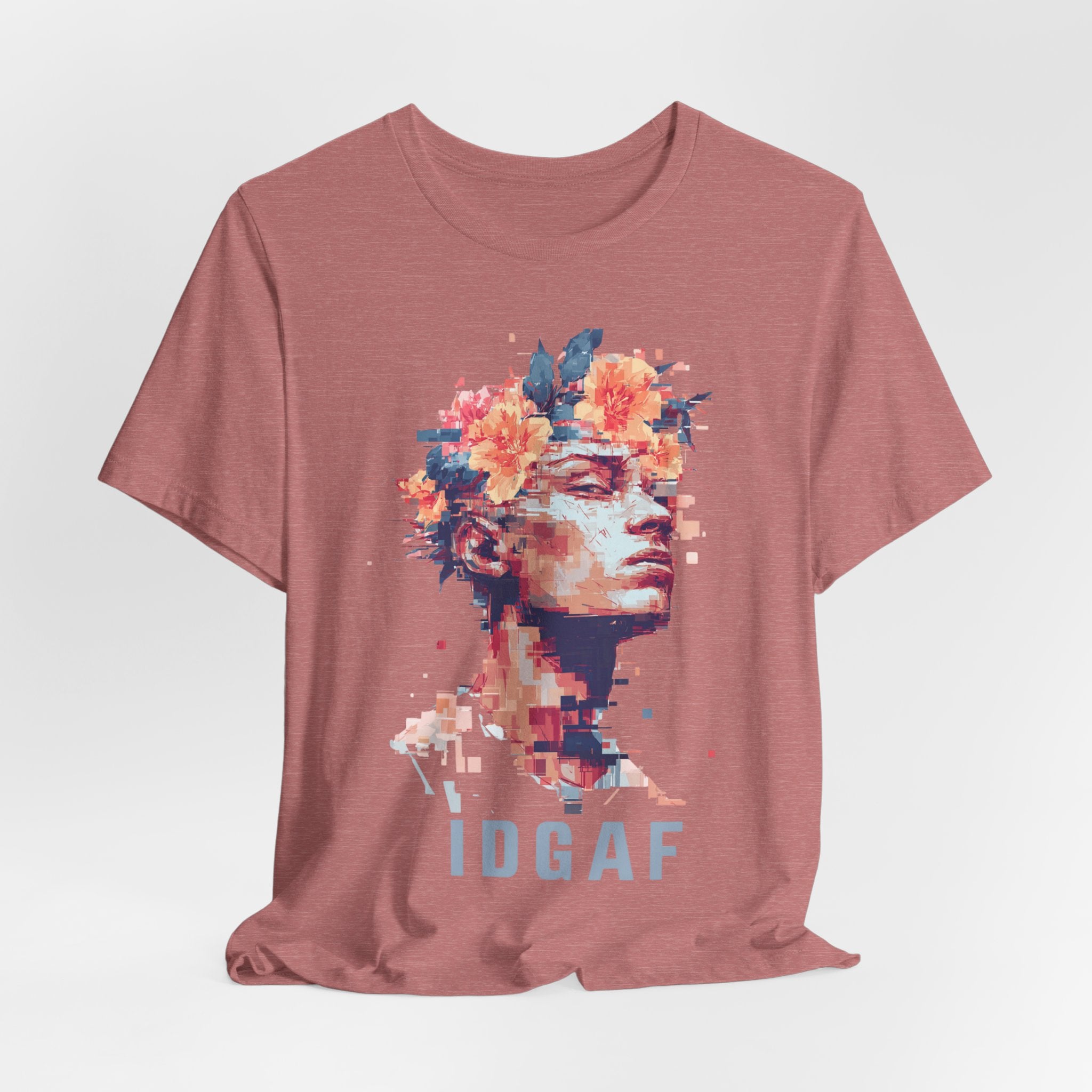 Floral Bust Portrait IDGAF T-Shirt | Artistic Statue Head Tee