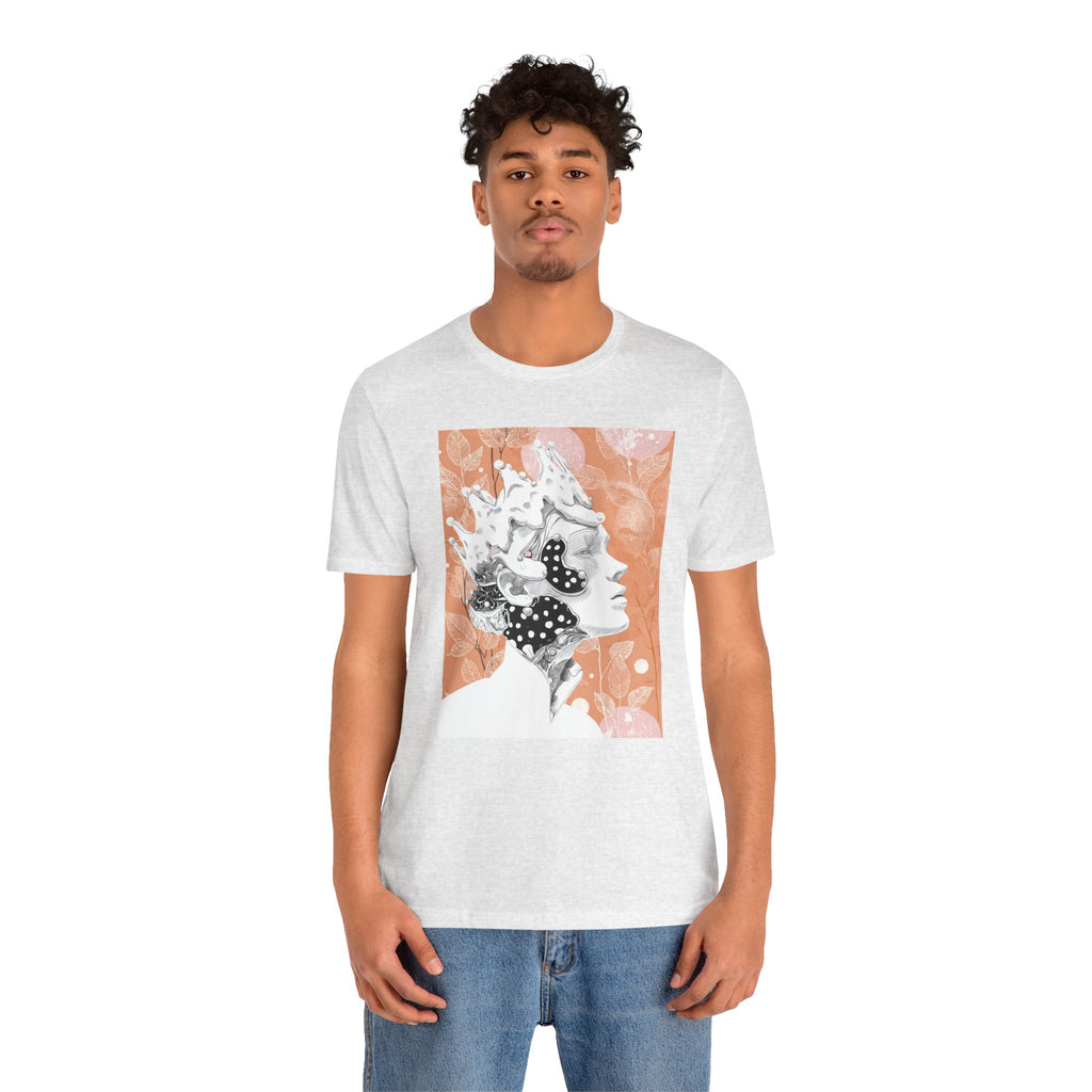 Artistic Coral Portrait Tee — Abstract Floral Woman Graphic T-Shirt