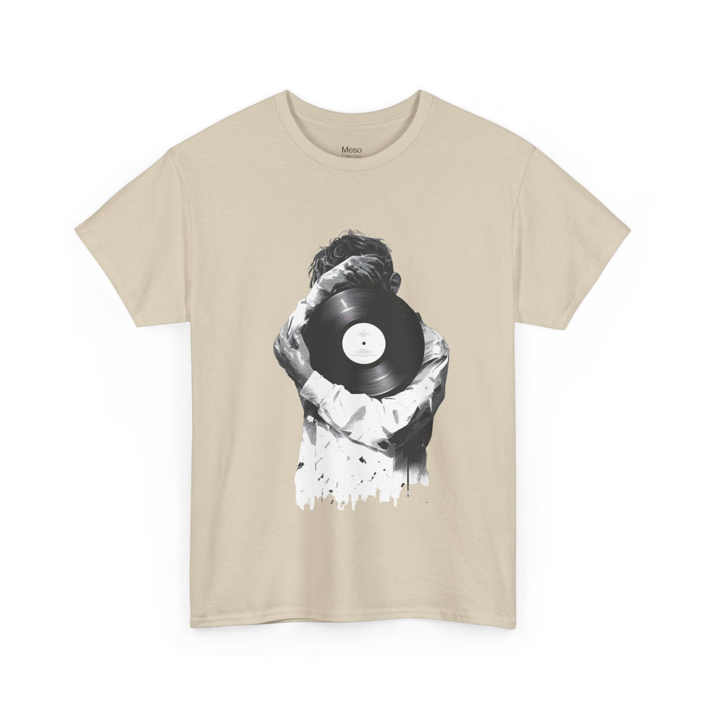 Vinyl Record Face Tee | Music DJ Graphic Shirt, Black White Retro Design