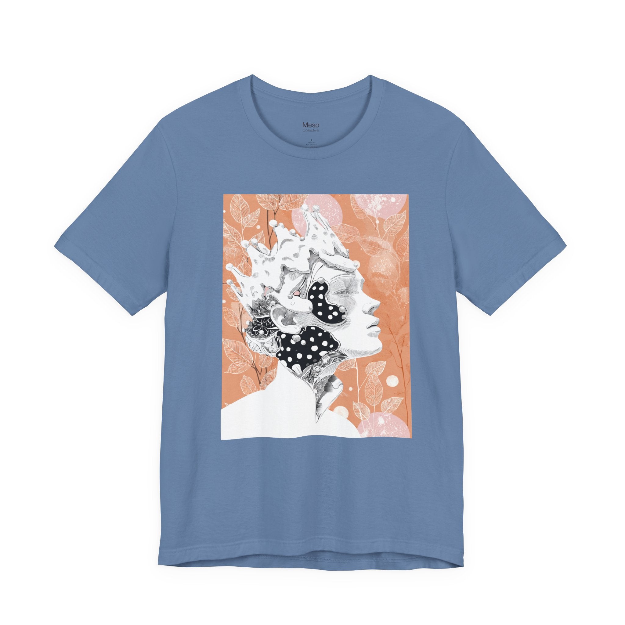 Artistic Coral Portrait Tee — Abstract Floral Woman Graphic T-Shirt