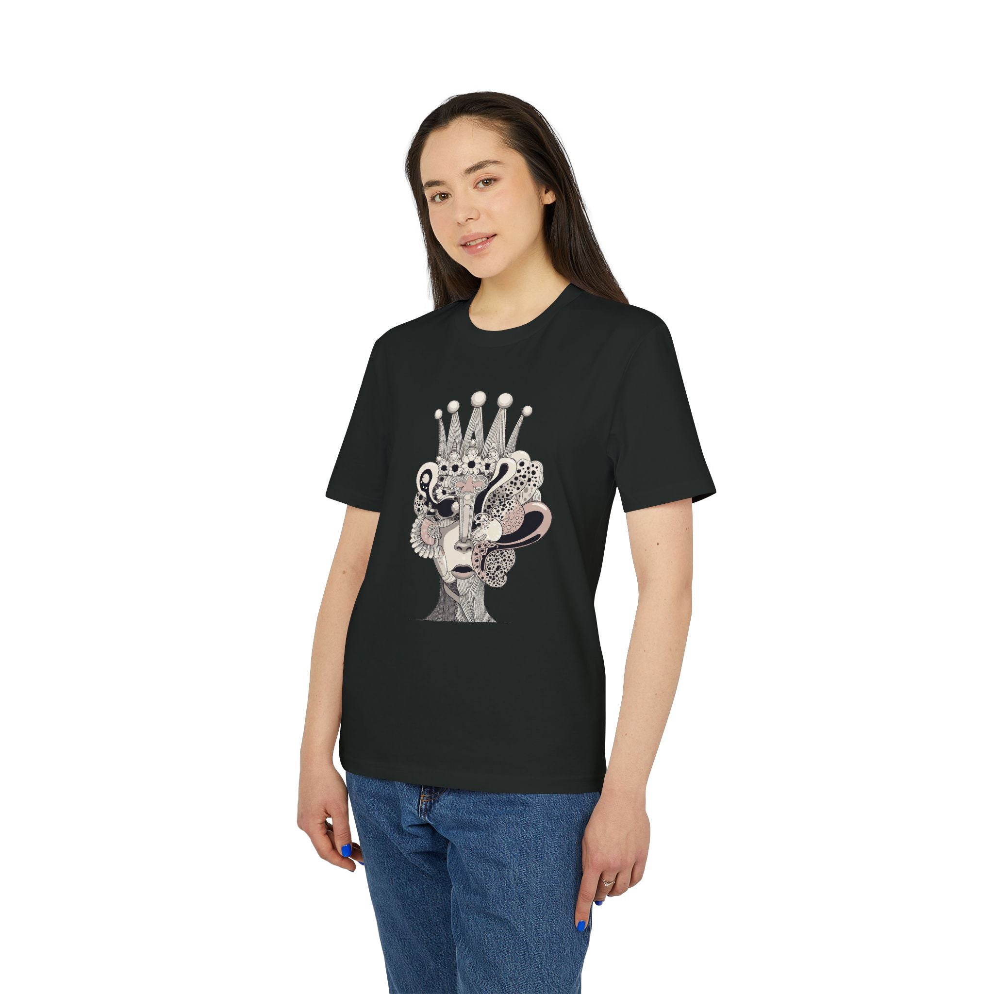 Limited Edition: Artistic Crowned Portrait T-Shirt — Surreal Feminine Collage Tee