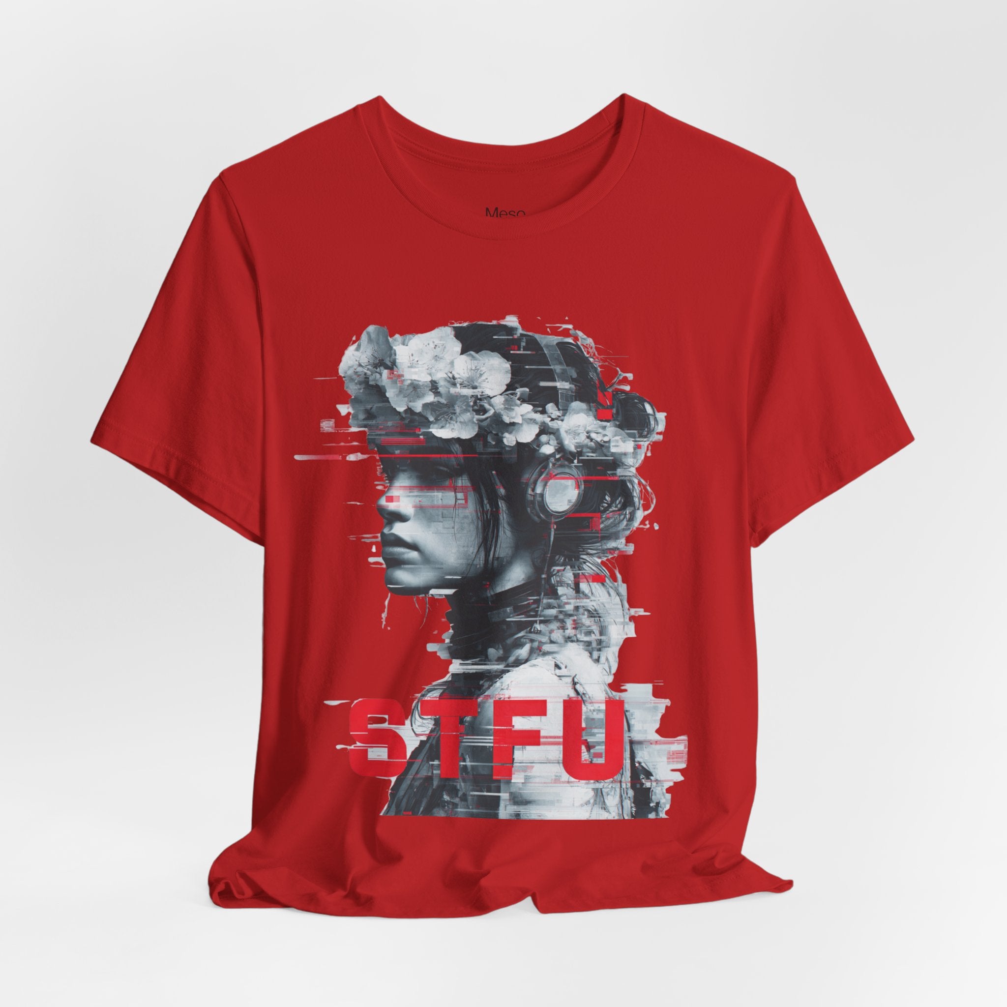 STFU Glitch Portrait Tee | Vaporwave Cyberpunk Graphic T-Shirt