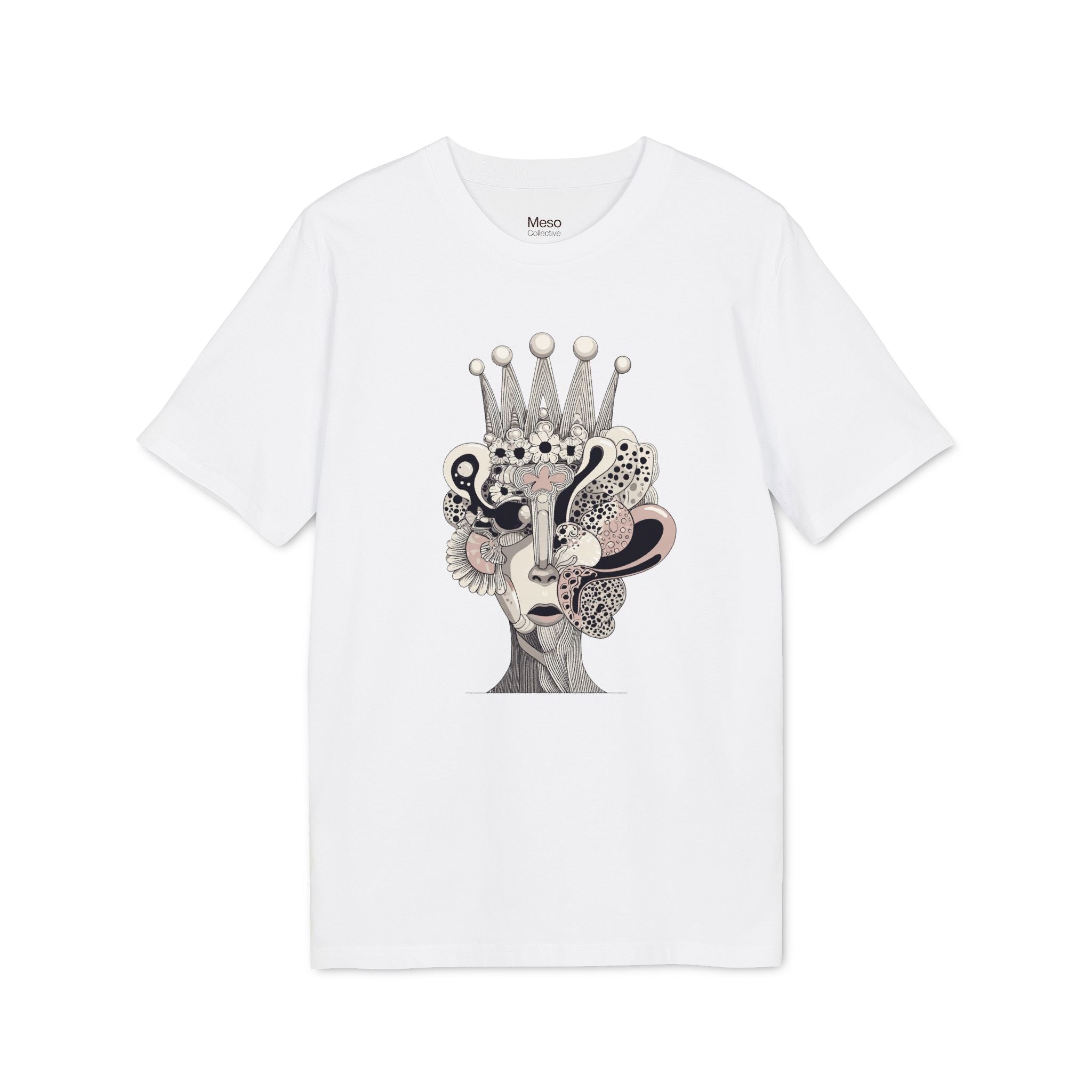 Limited Edition: Artistic Crowned Portrait T-Shirt — Surreal Feminine Collage Tee