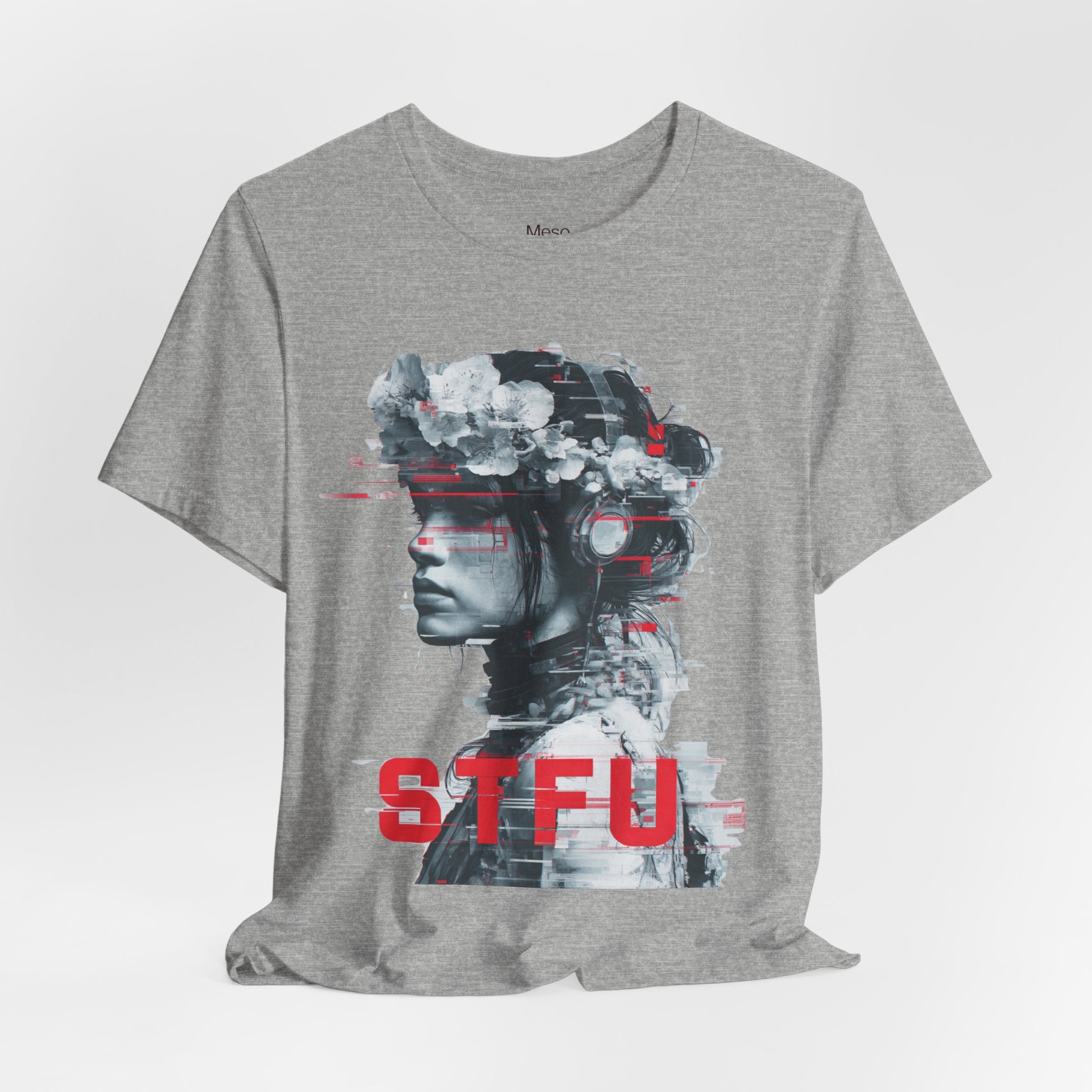 STFU Glitch Portrait Tee | Vaporwave Cyberpunk Graphic T-Shirt