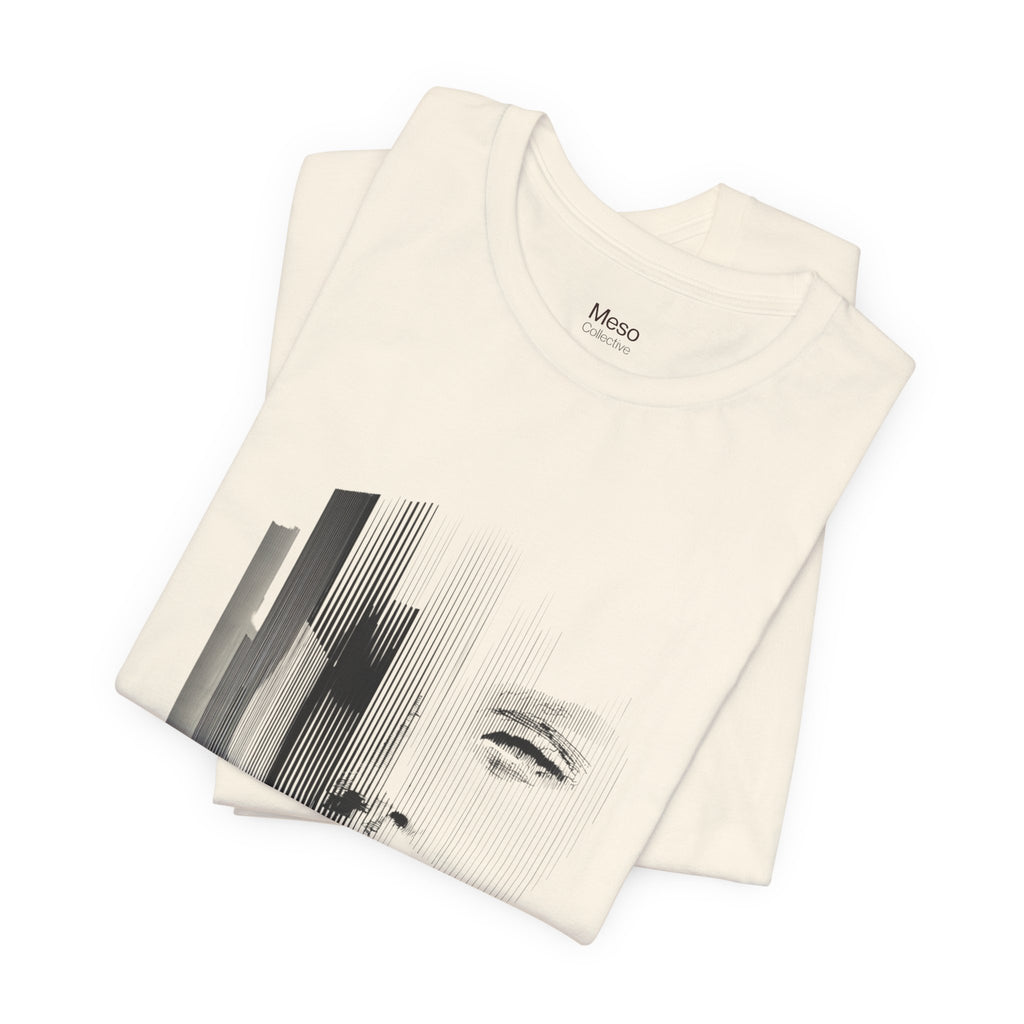 Glitch Face Portrait Tee | Abstract Drip Art, Minimal Monochrome