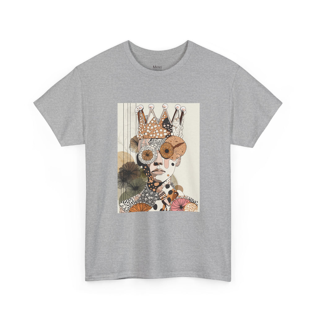 Surreal Crowned Face Art Tee — Abstract Collage Graphic T-Shirt