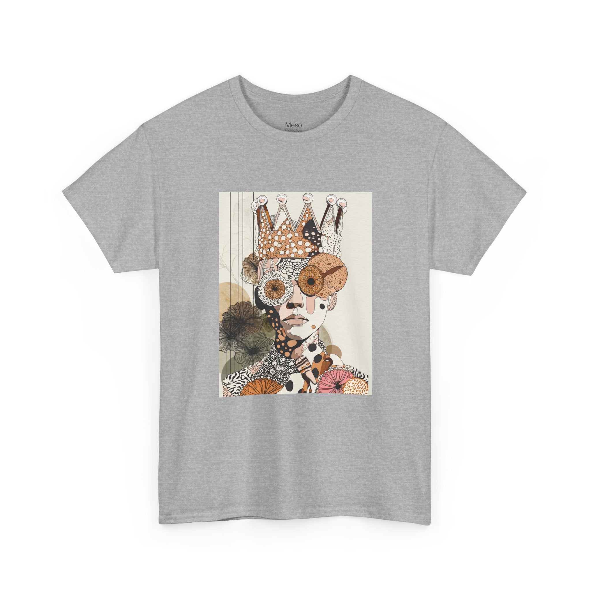 Surreal Crowned Face Art Tee — Abstract Collage Graphic T-Shirt