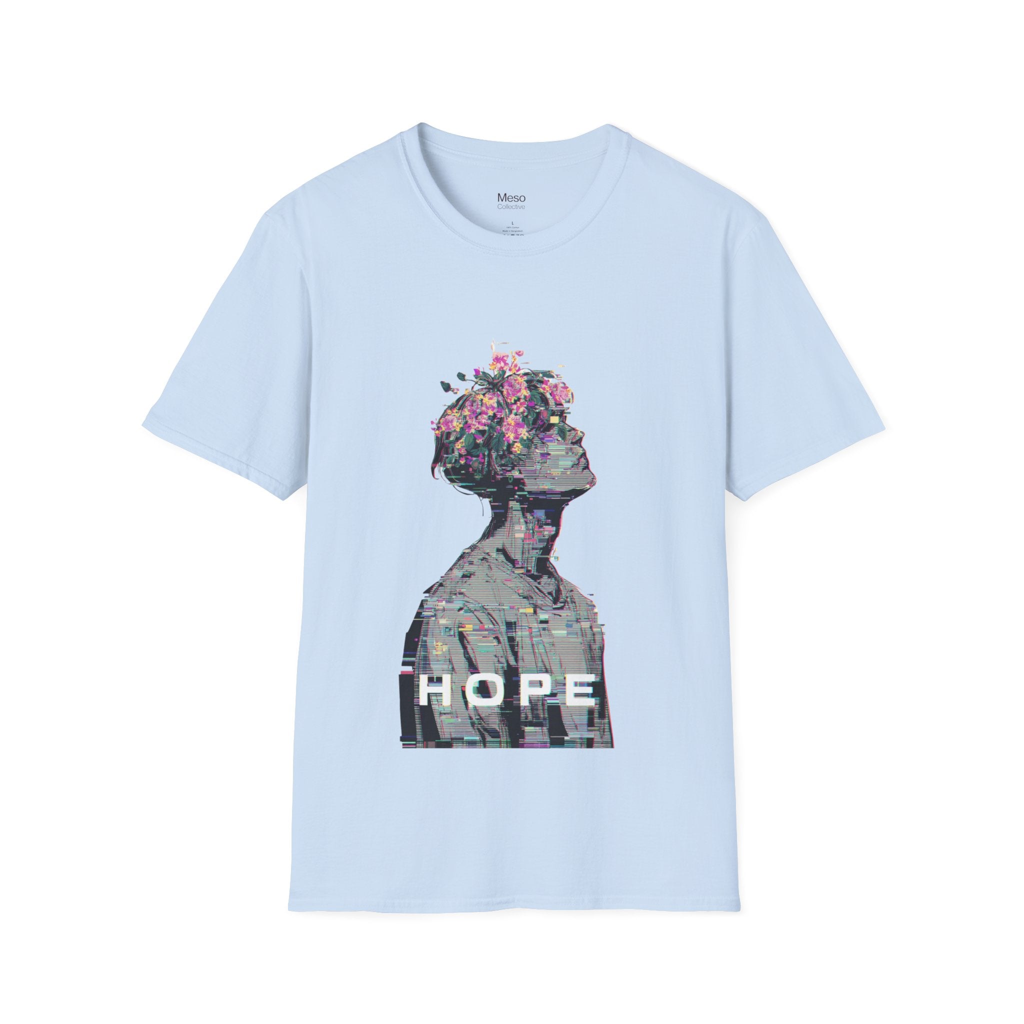 Hope floral bust graphic T-Shirt | silhouette art, glitch collage