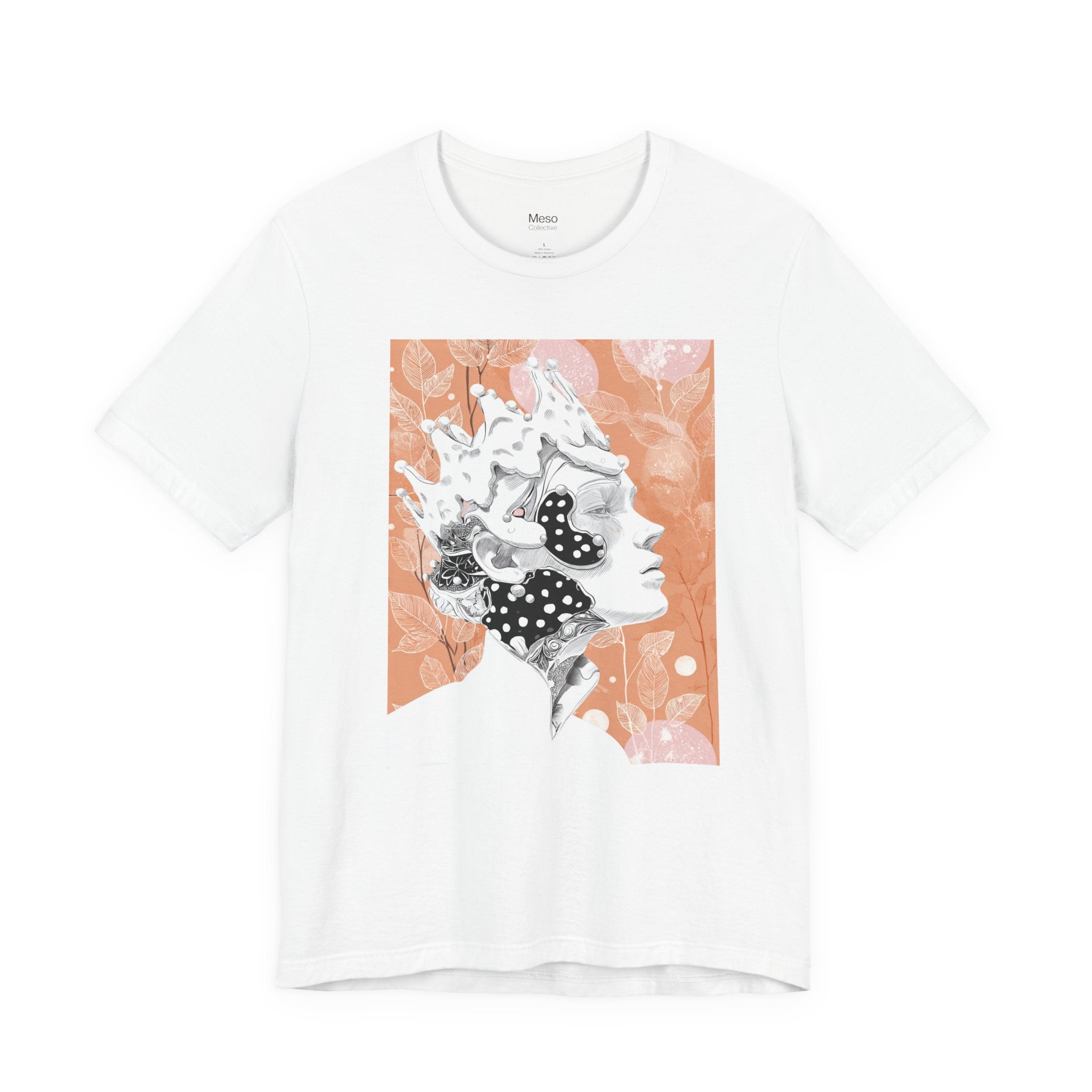 Artistic Coral Portrait Tee — Abstract Floral Woman Graphic T-Shirt