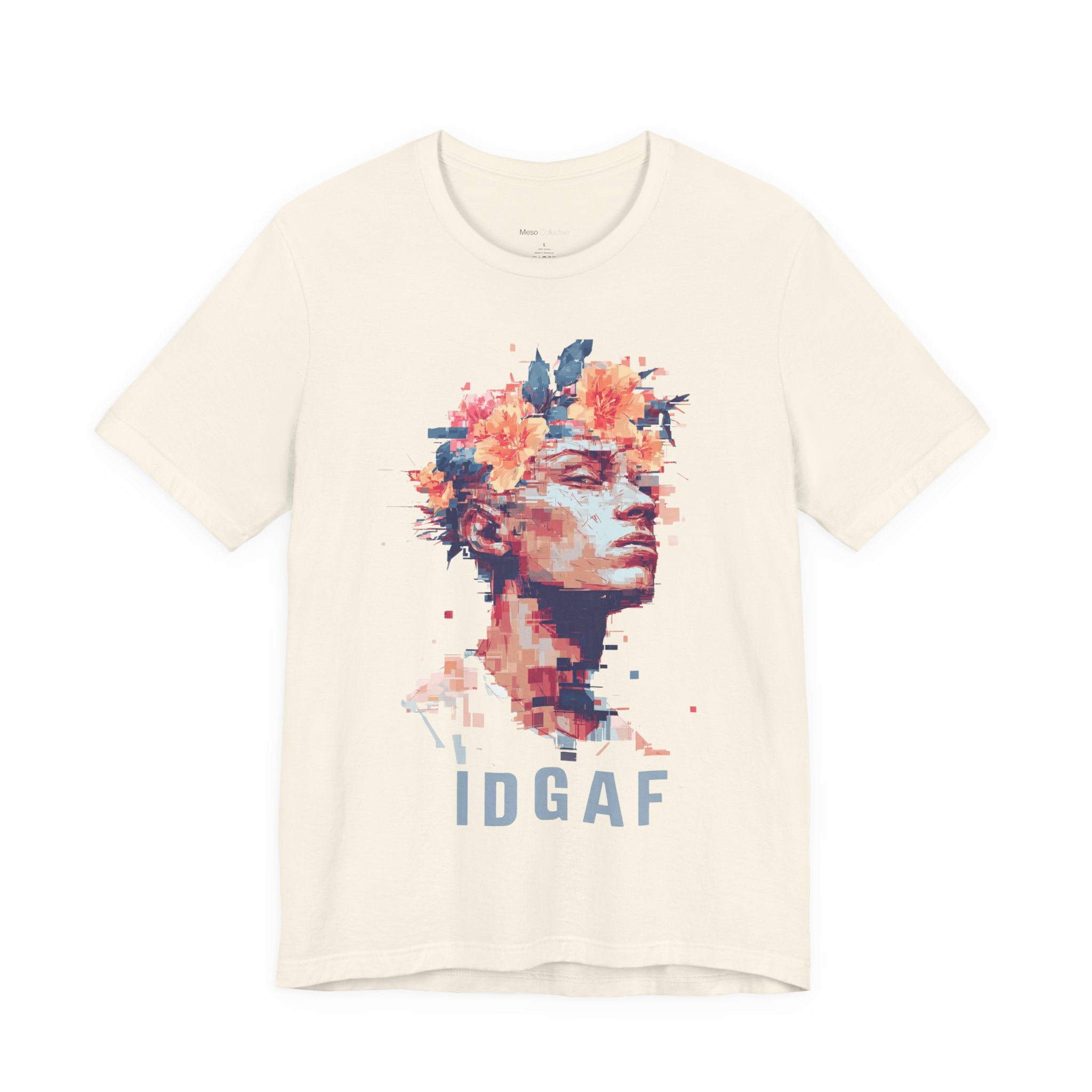 Floral Bust Portrait IDGAF T-Shirt | Artistic Statue Head Tee
