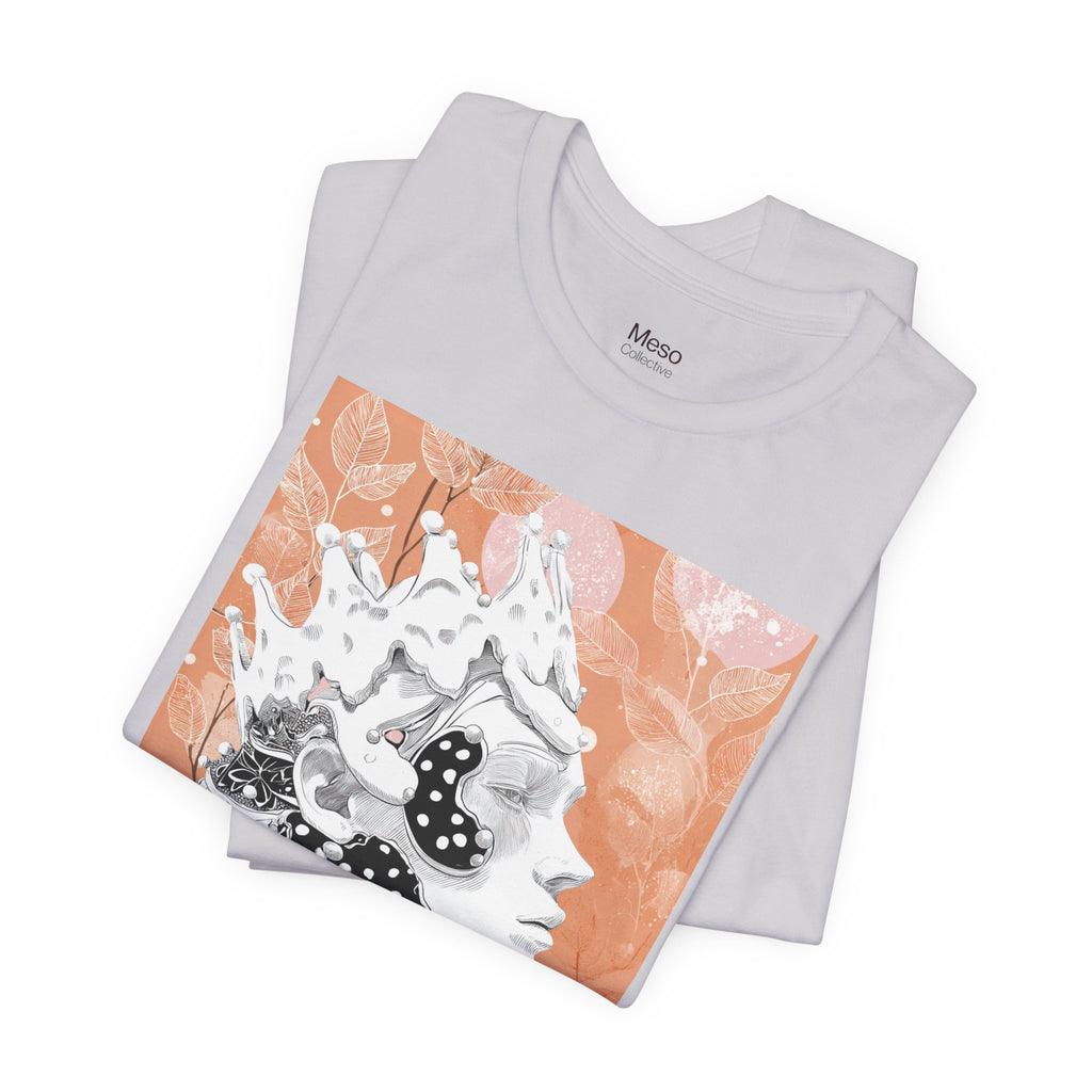 Artistic Coral Portrait Tee — Abstract Floral Woman Graphic T-Shirt