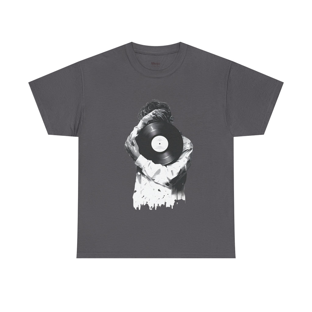 Vinyl Record Face Tee | Music DJ Graphic Shirt, Black White Retro Design