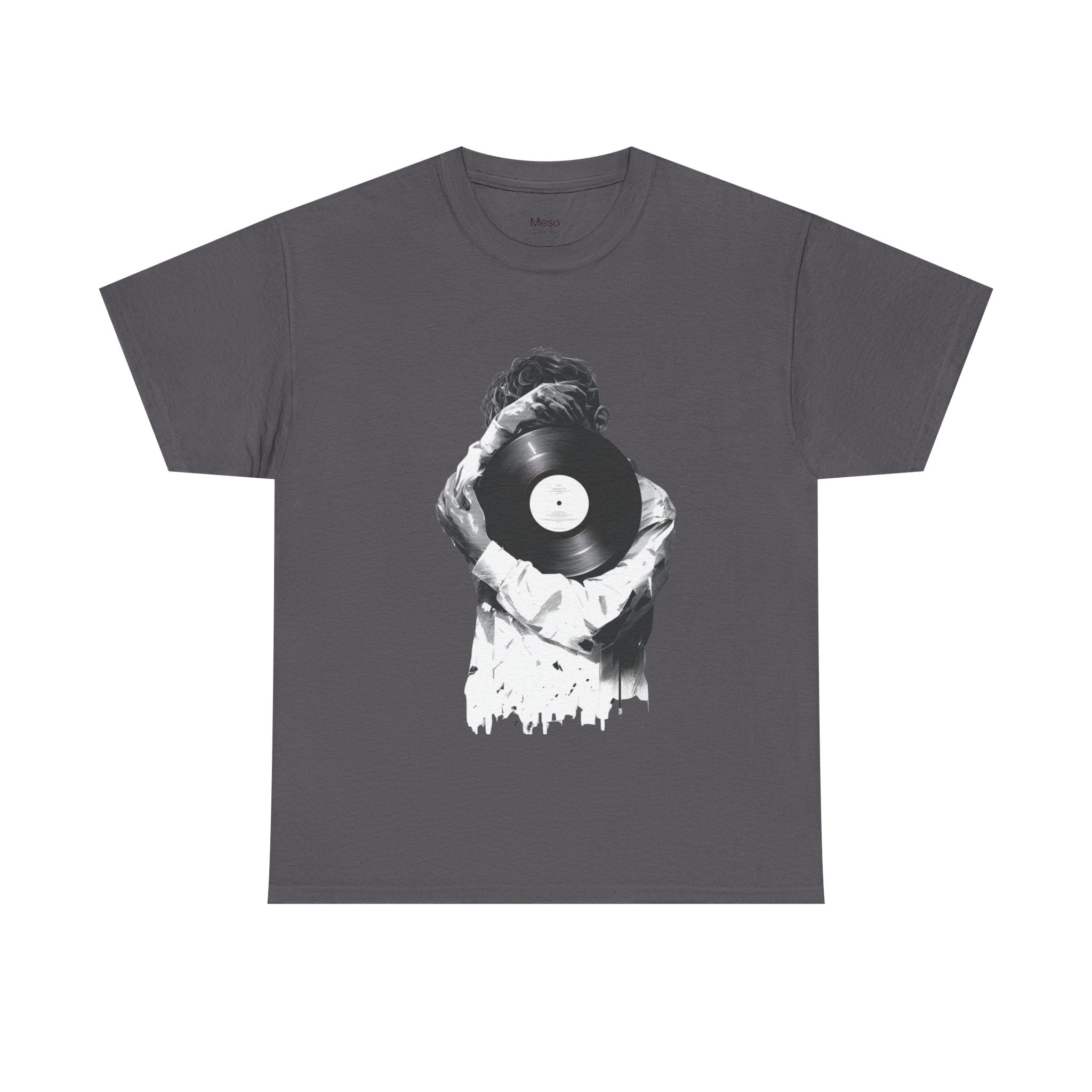 Vinyl Record Face Tee | Music DJ Graphic Shirt, Black White Retro Design