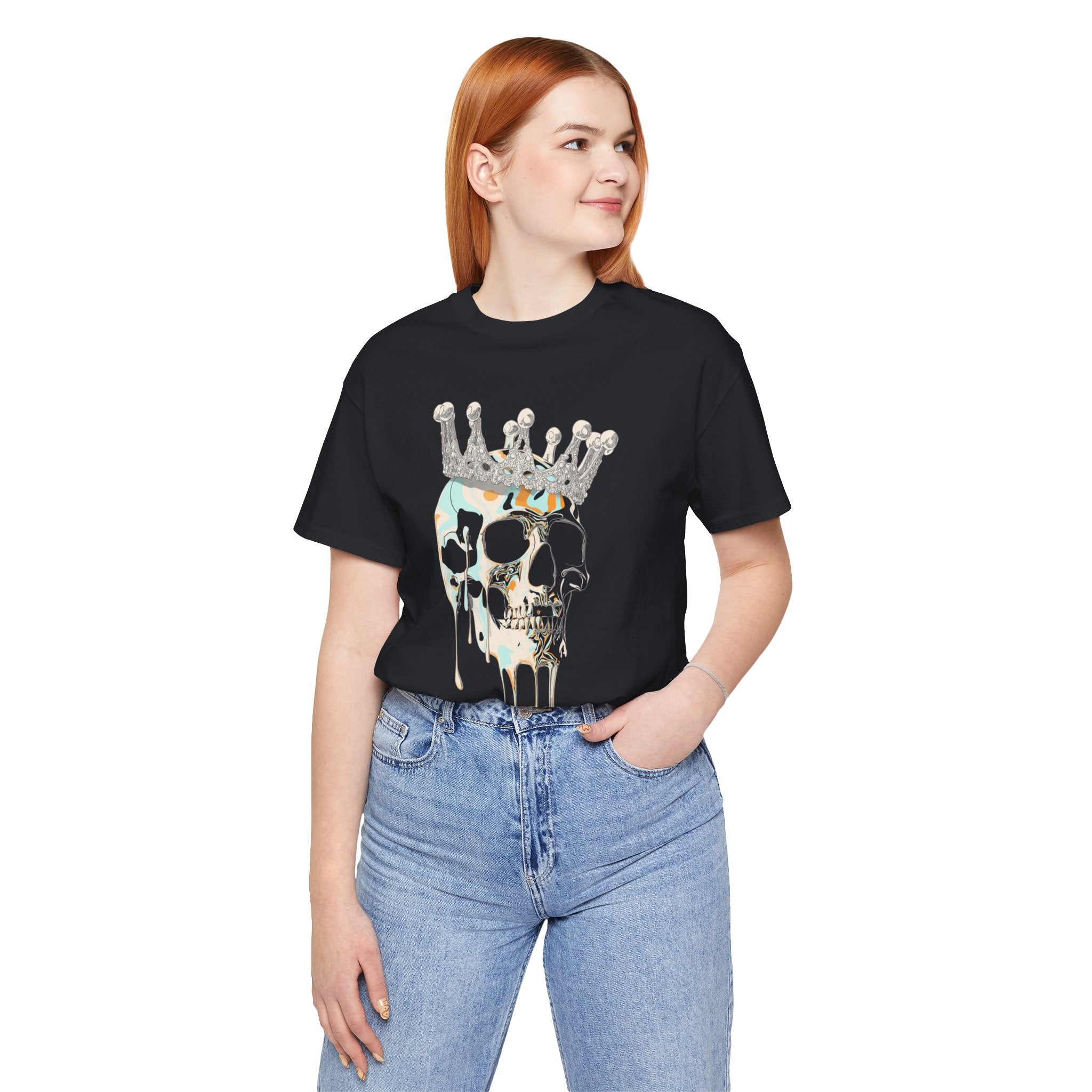 Skull Crown Graphic Tee — Dripping Art Skull T-Shirt