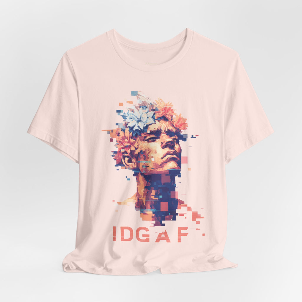 IDGAF Statue Bust Graphic Tee | Glitched Classical Sculpture T-Shirt