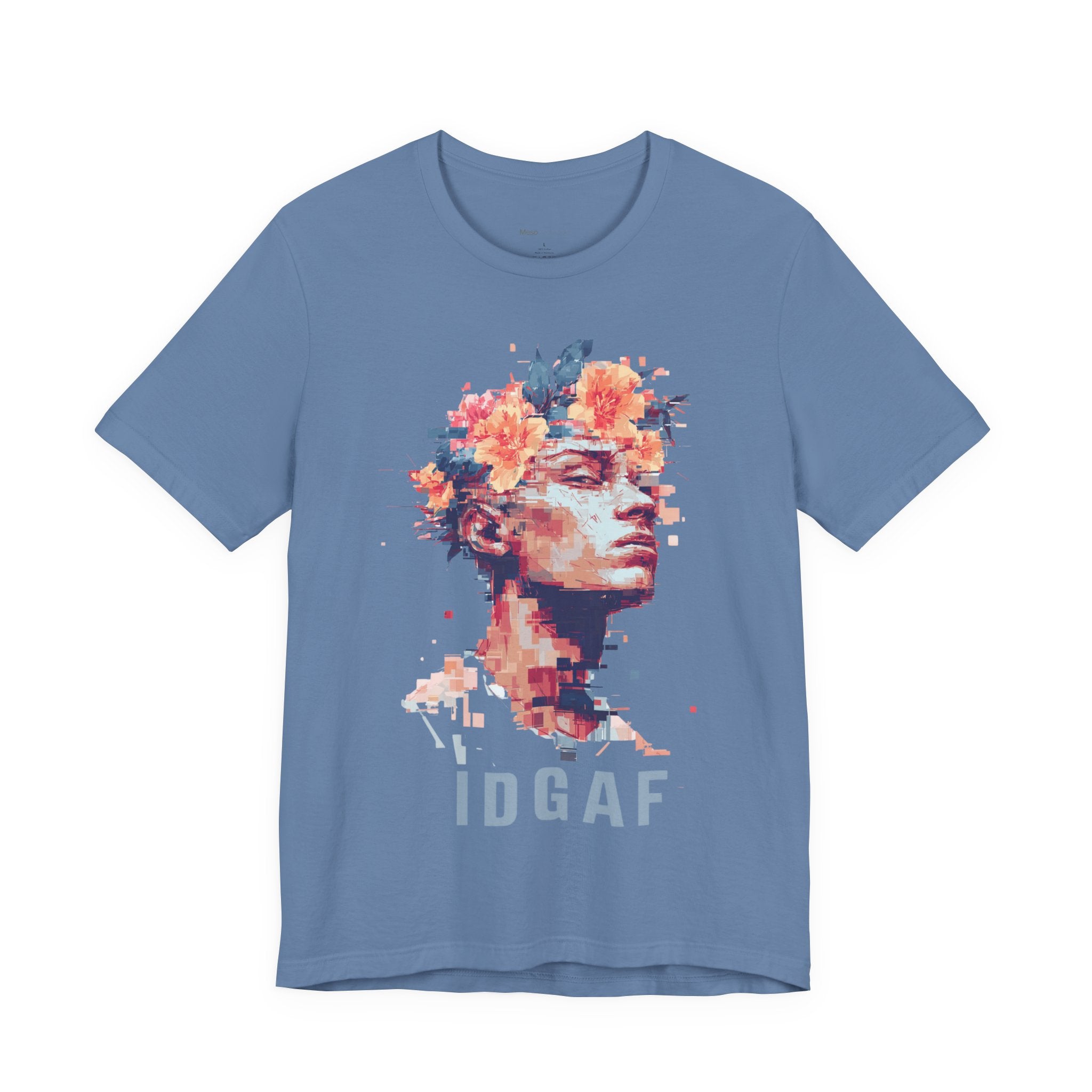 Floral Bust Portrait IDGAF T-Shirt | Artistic Statue Head Tee