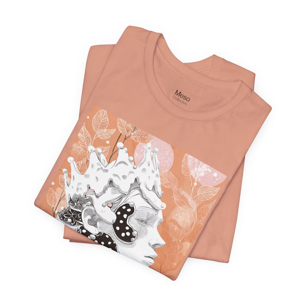 Artistic Coral Portrait Tee — Abstract Floral Woman Graphic T-Shirt