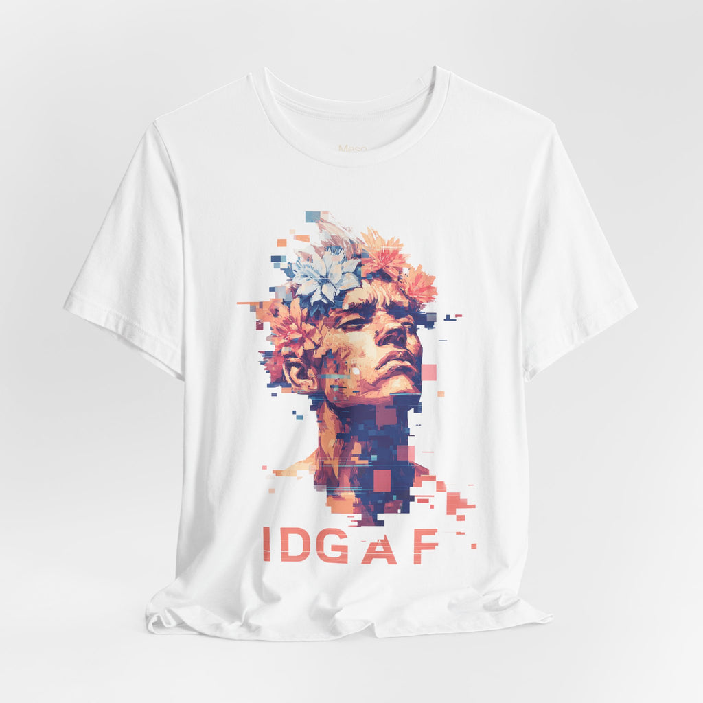 IDGAF Statue Bust Graphic Tee | Glitched Classical Sculpture T-Shirt