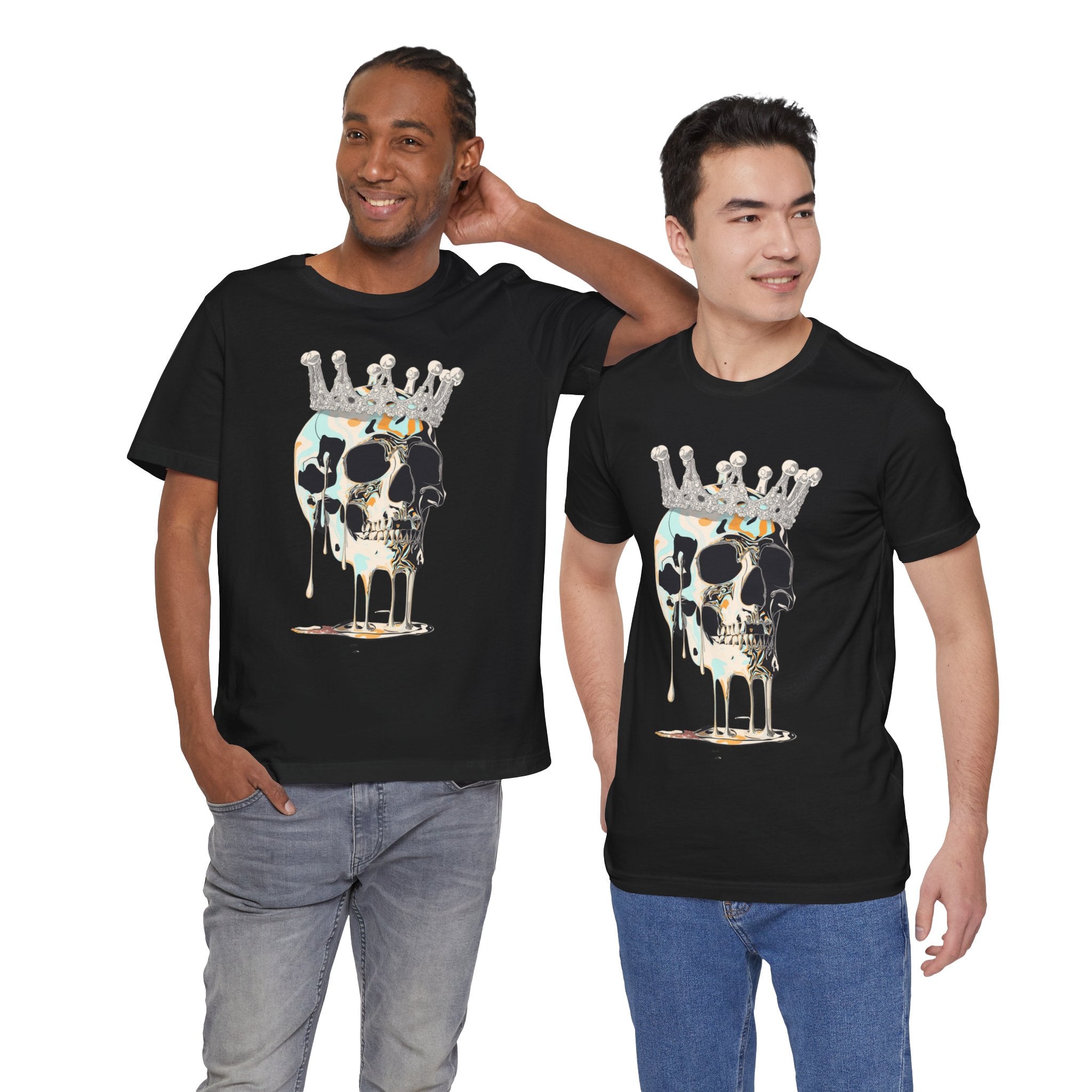 Skull Crown Graphic Tee — Dripping Art Skull T-Shirt