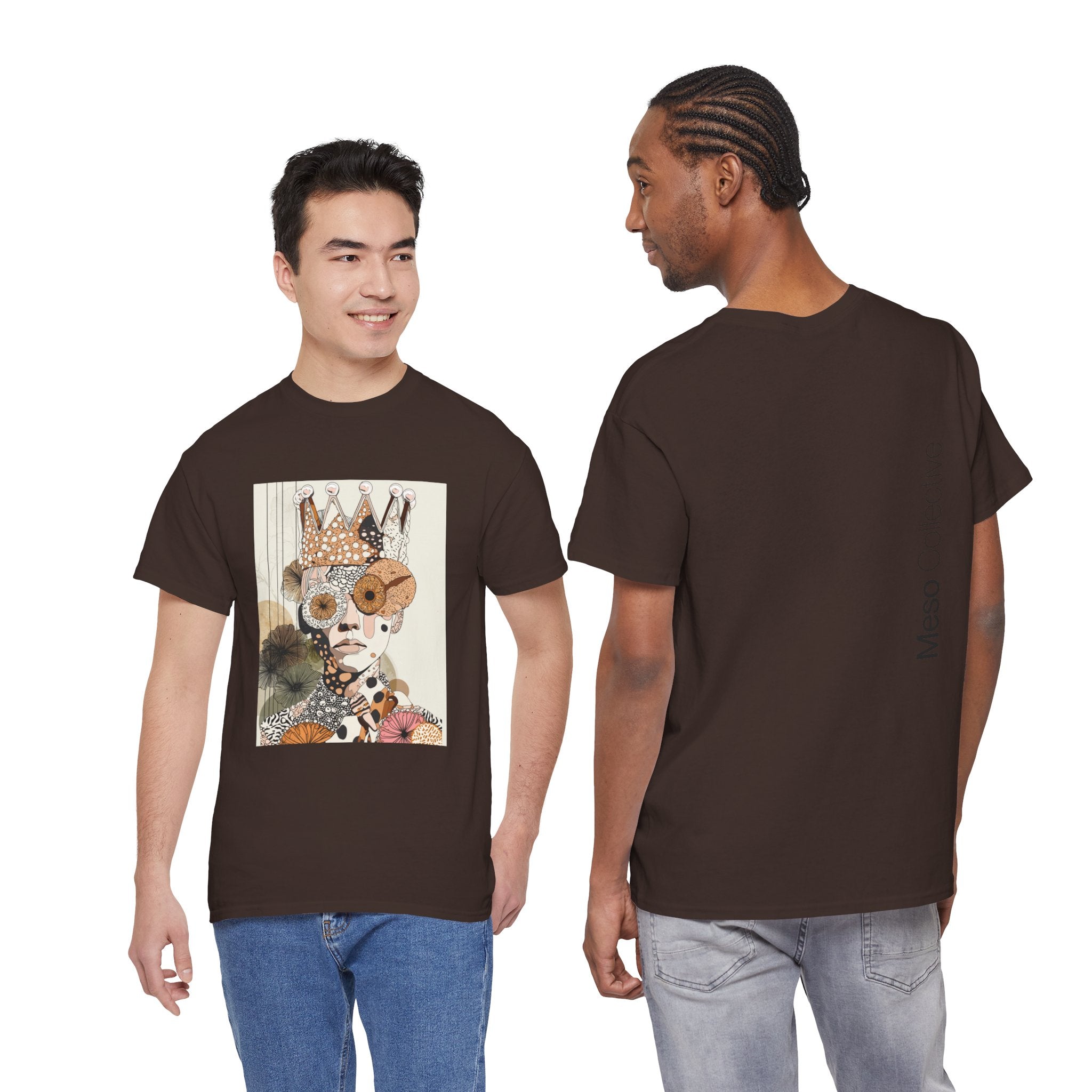 Surreal Crowned Face Art Tee — Abstract Collage Graphic T-Shirt