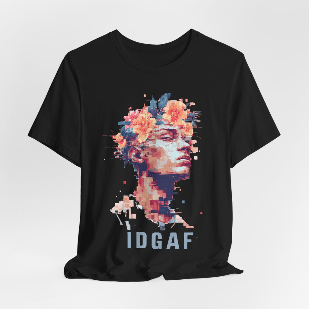 Floral Bust Portrait IDGAF T-Shirt | Artistic Statue Head Tee