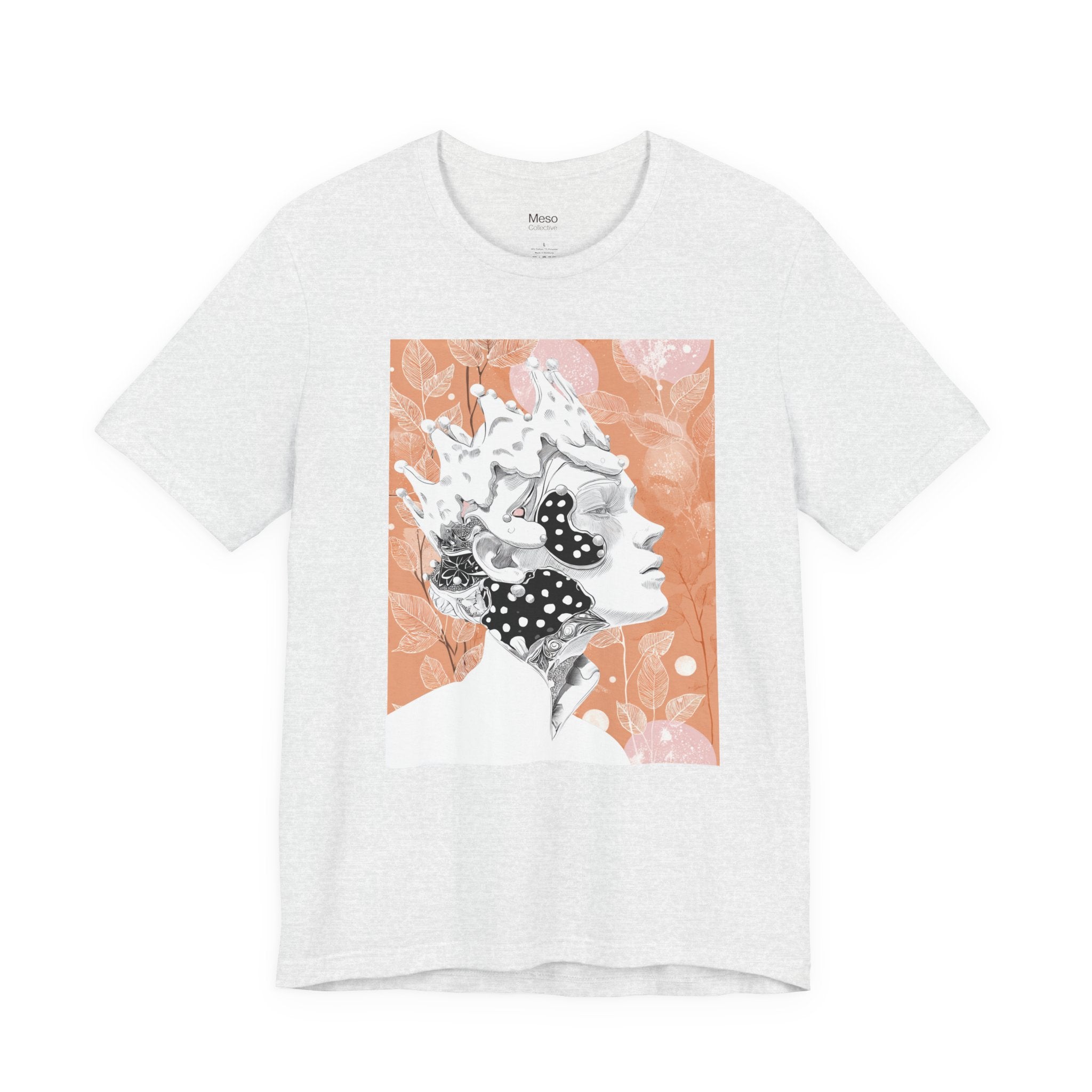 Artistic Coral Portrait Tee — Abstract Floral Woman Graphic T-Shirt
