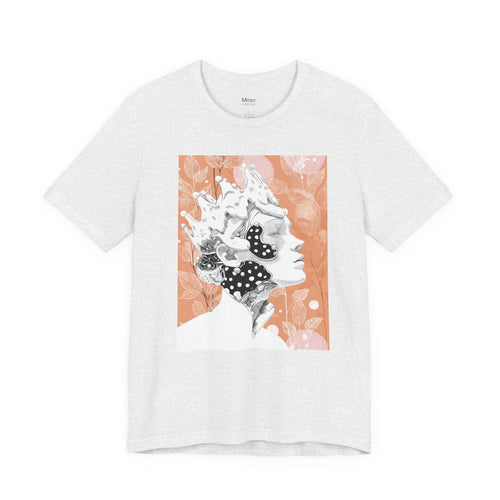 Artistic Coral Portrait Tee — Abstract Floral Woman Graphic T-Shirt