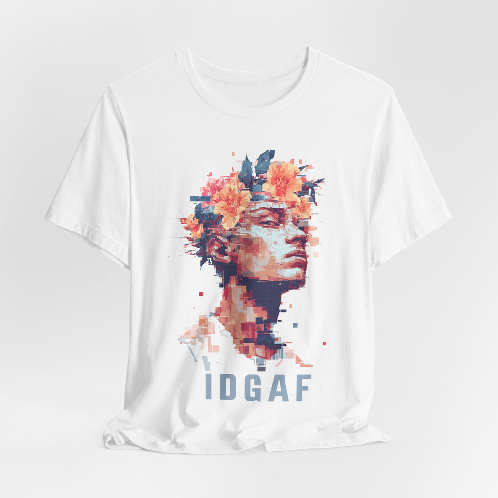 Floral Bust Portrait IDGAF T-Shirt | Artistic Statue Head Tee