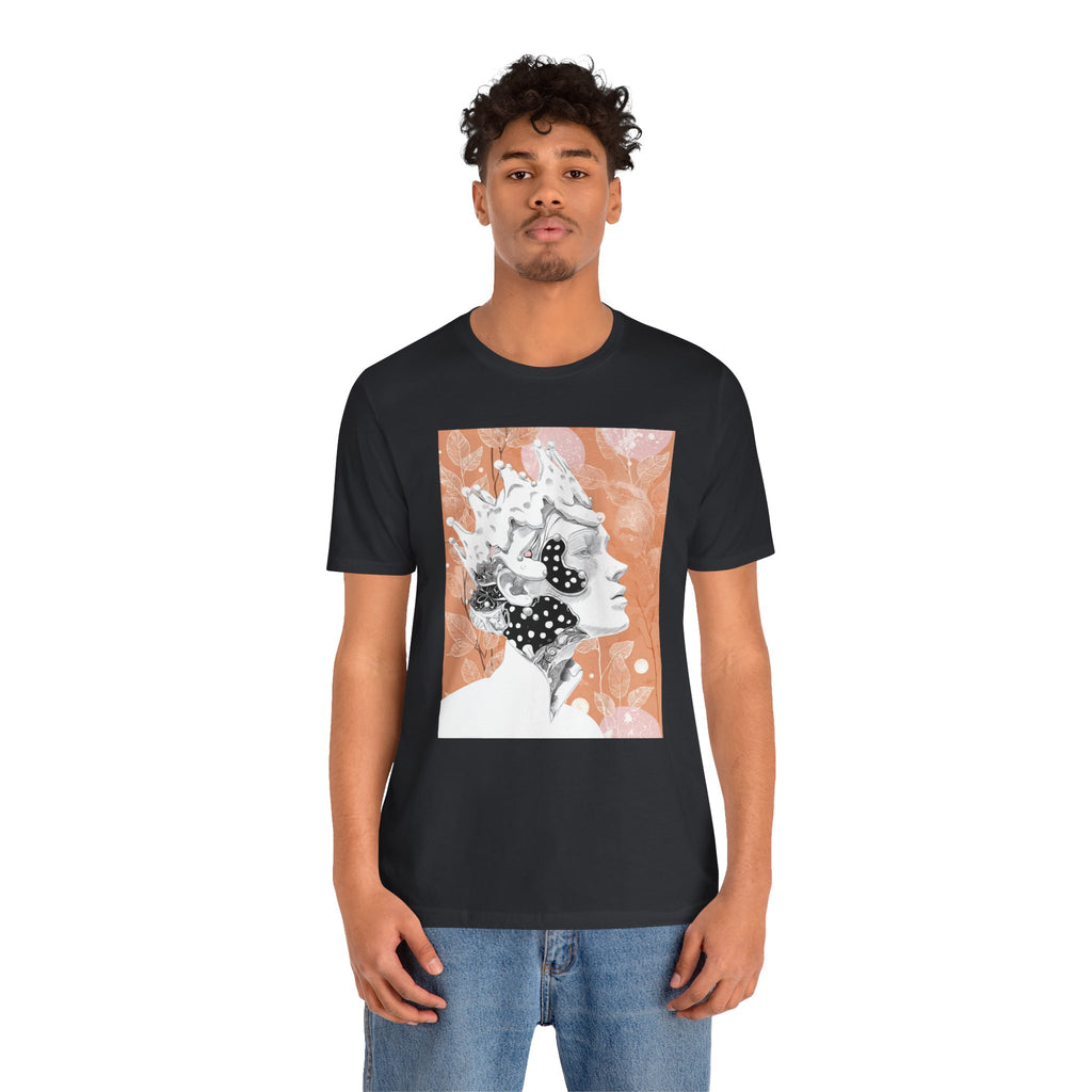 Artistic Coral Portrait Tee — Abstract Floral Woman Graphic T-Shirt