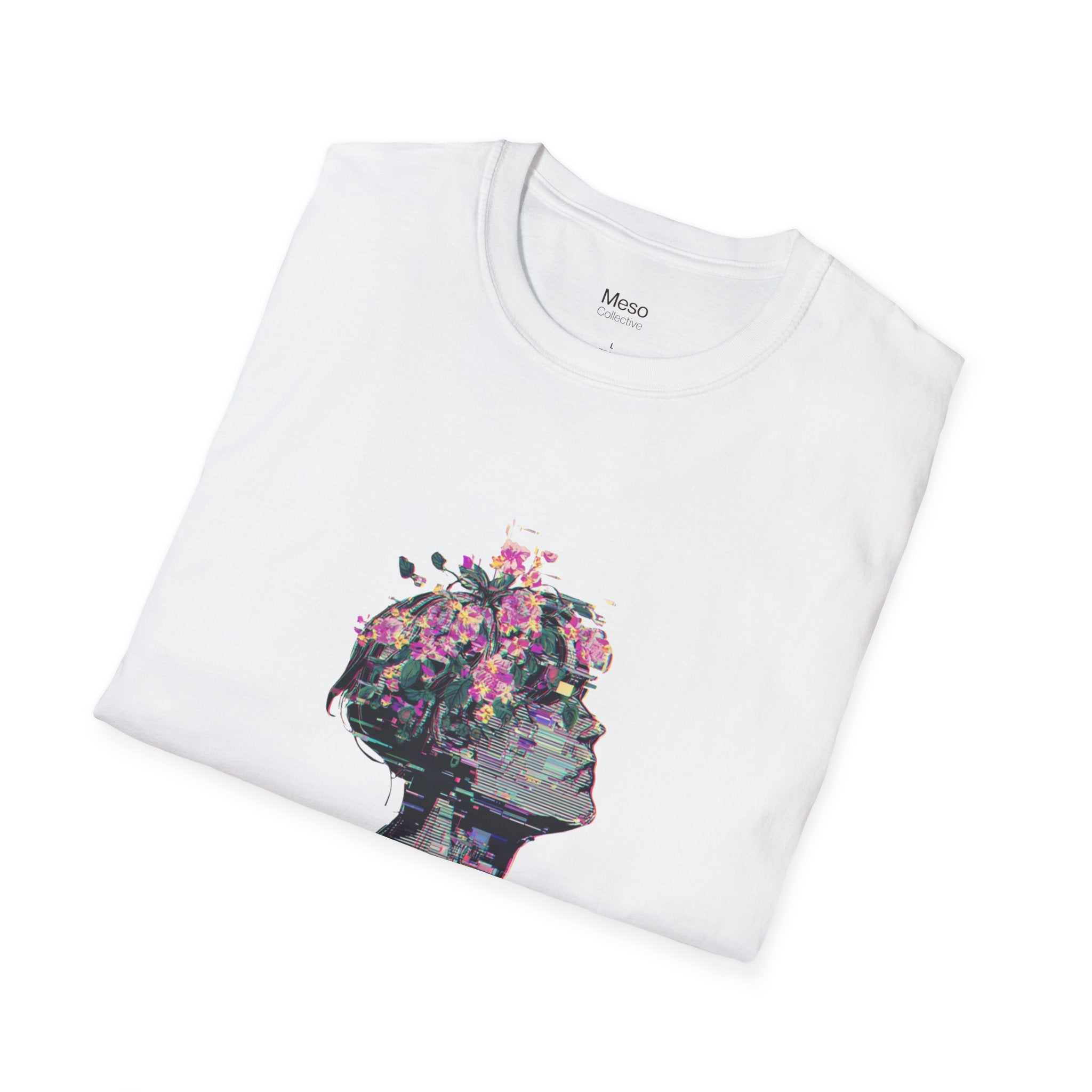 Hope floral bust graphic T-Shirt | silhouette art, glitch collage