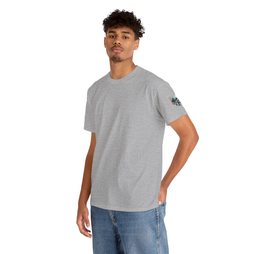 T-Shirt — Minimal 'Meso Collective' Back Print Tee with Subtle Sleeve Graphic