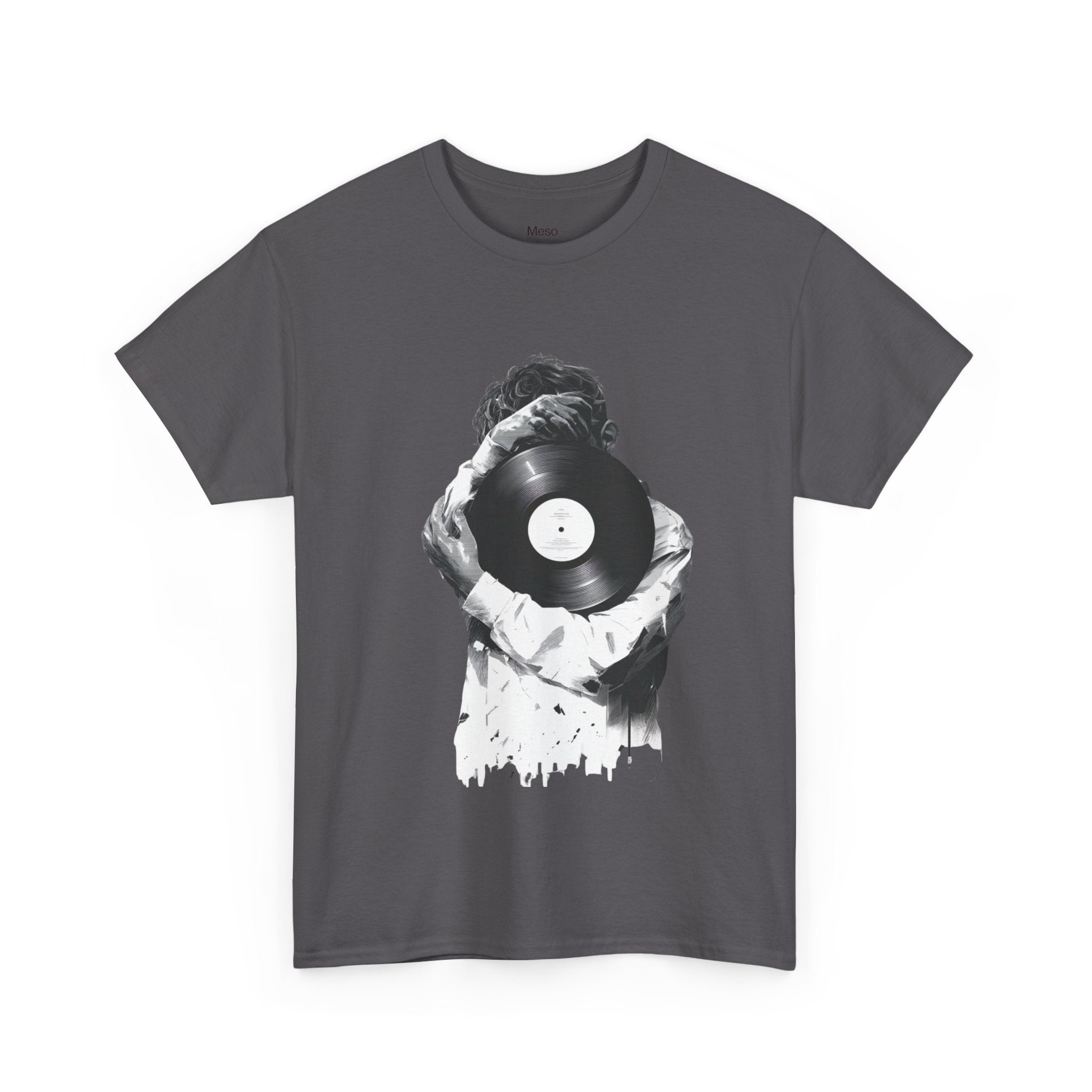 Vinyl Record Face Tee | Music DJ Graphic Shirt, Black White Retro Design