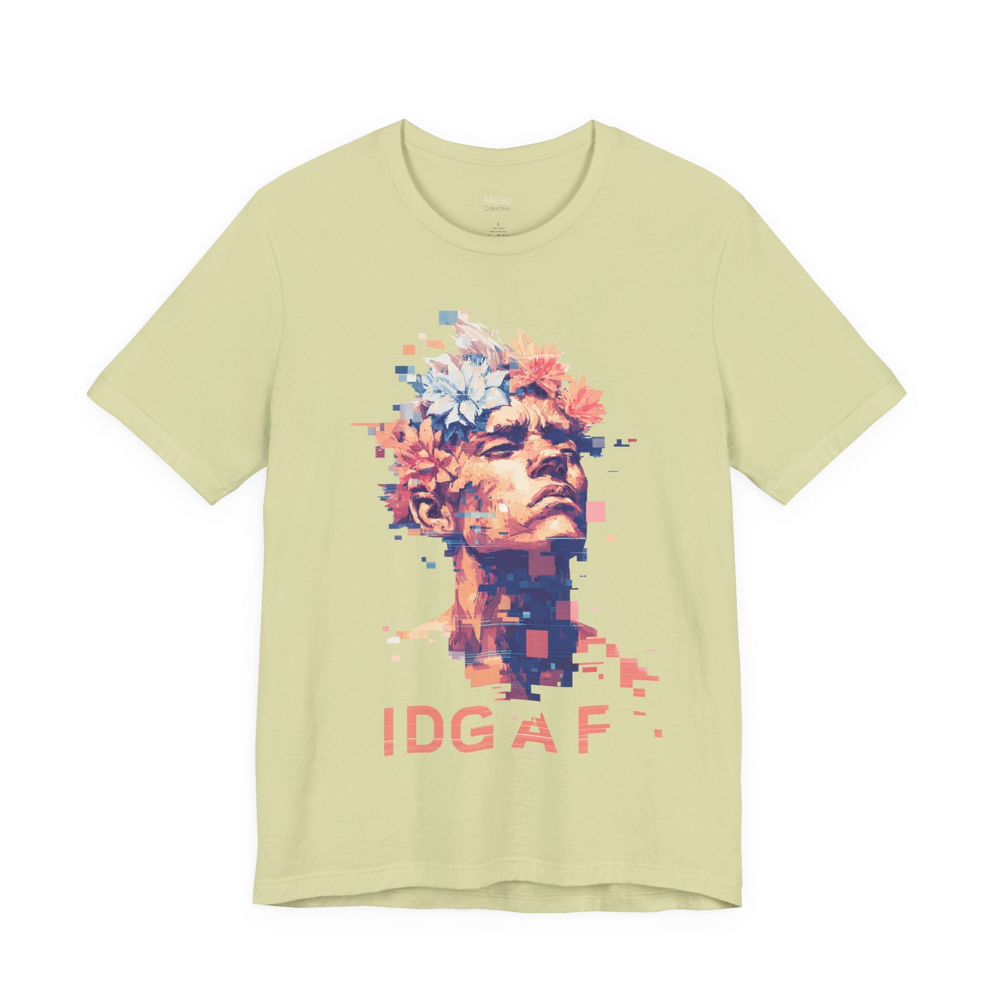 IDGAF Statue Bust Graphic Tee | Glitched Classical Sculpture T-Shirt