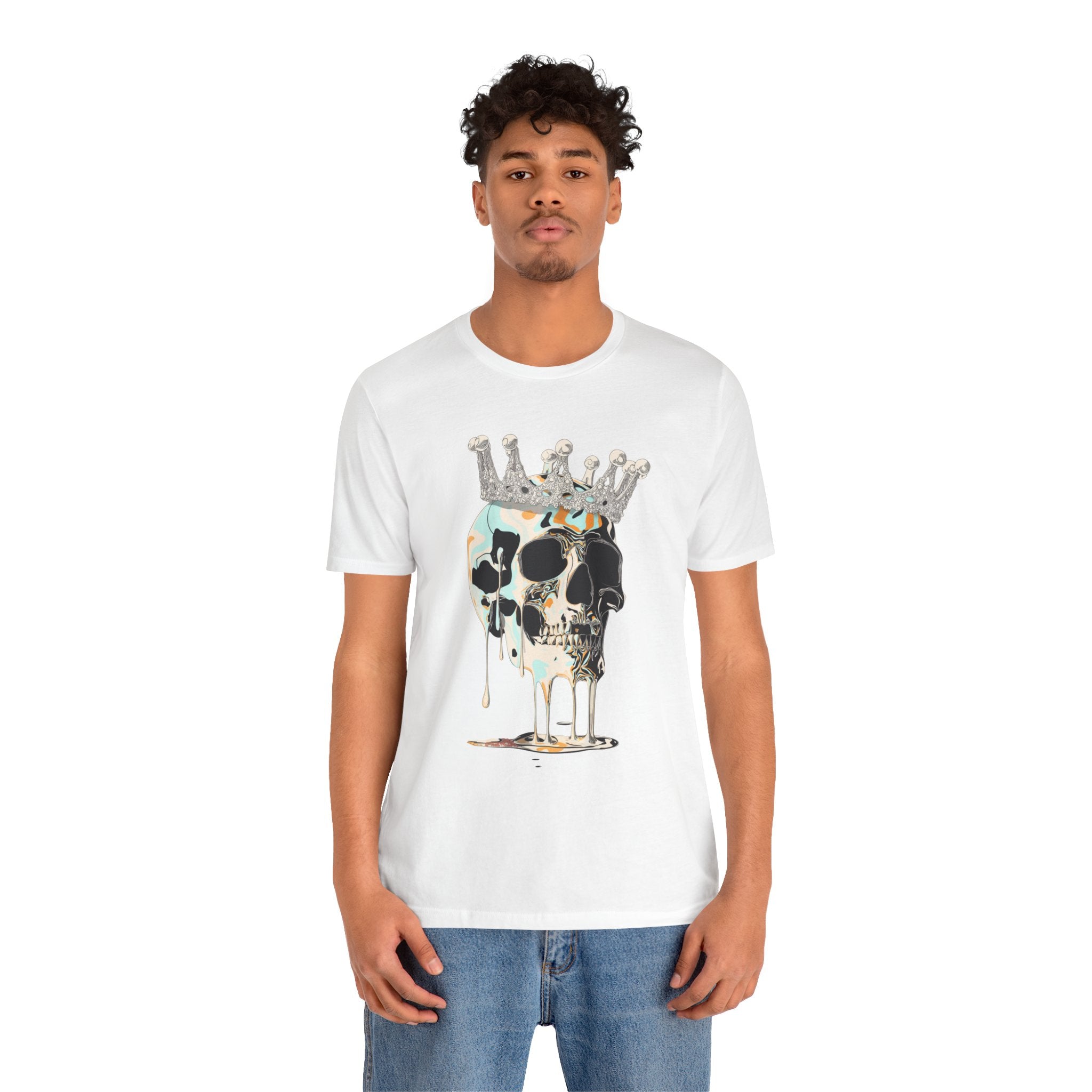 Skull Crown Graphic Tee — Dripping Art Skull T-Shirt
